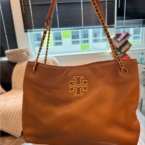 Tory Burch Tan Leather Chain Shoulder Bag